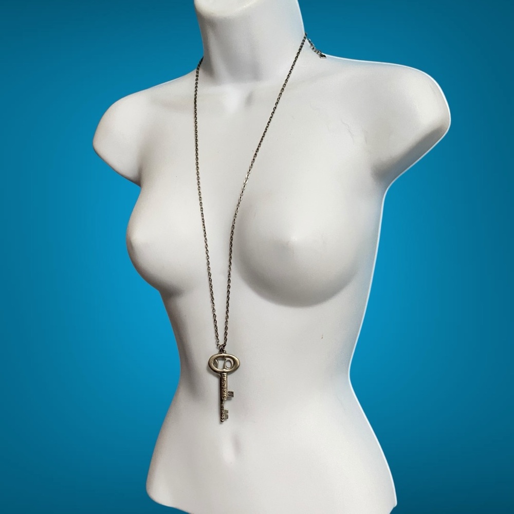 GOOD WORKS Keys Pendants Strength Come From Within Silver Tone Long Necklace
